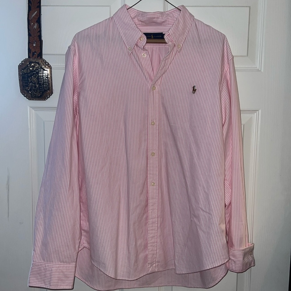 Polo pink striped button up